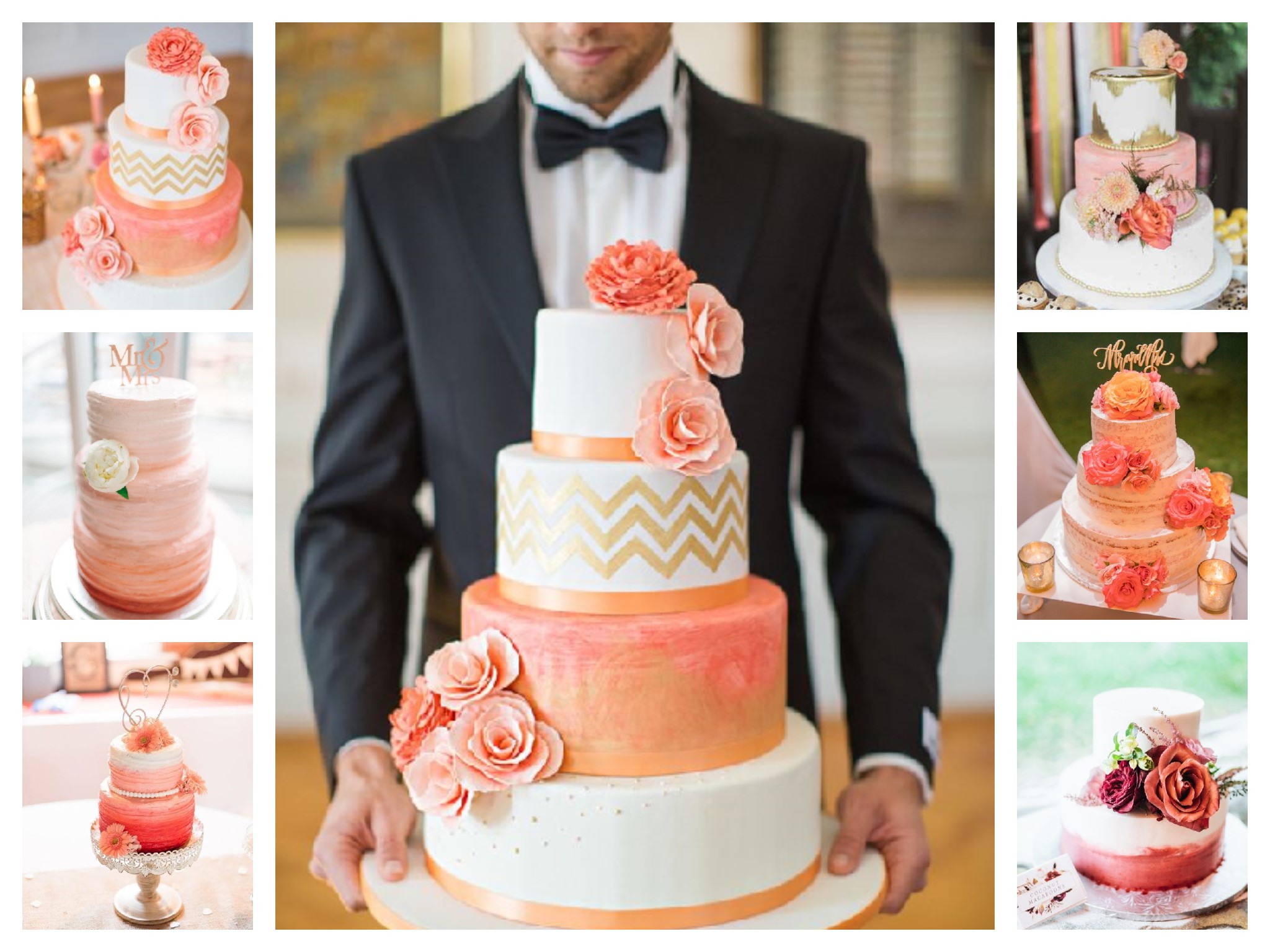 coral wedding cakes