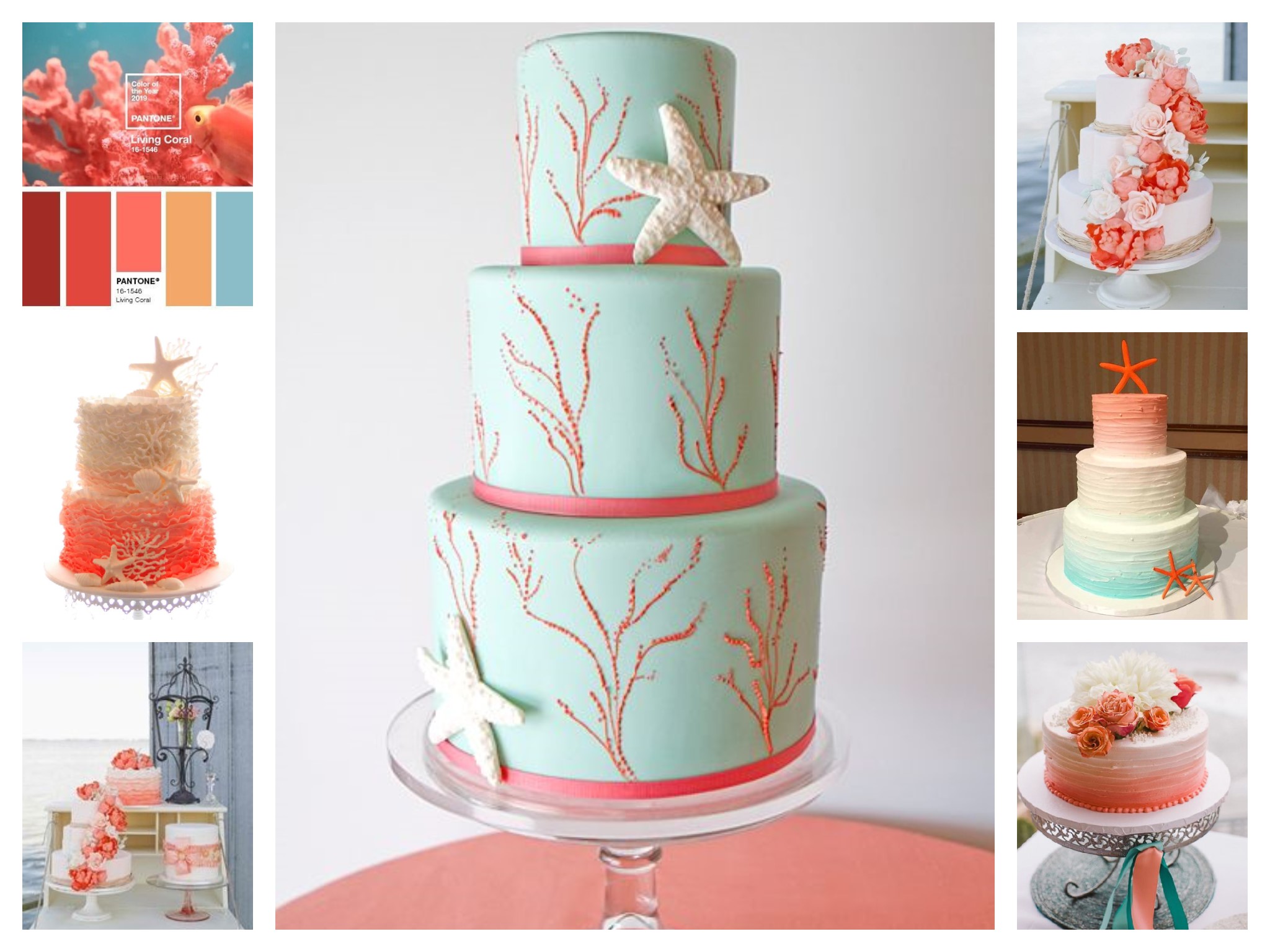coral wedding cakes